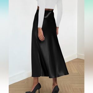 Long Satin Summer Spring Skirt Silk.